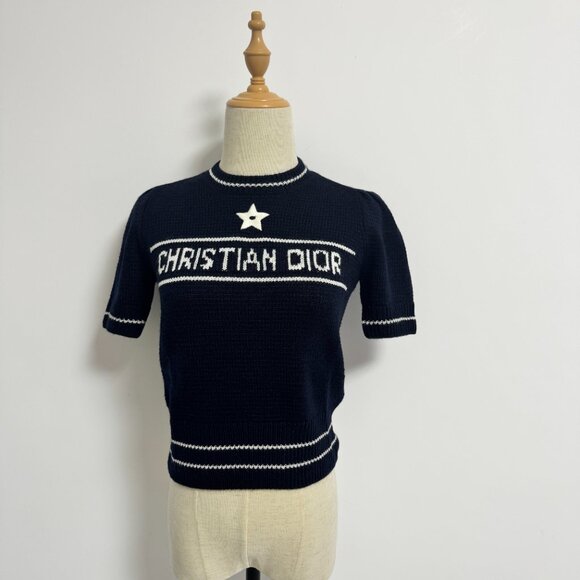 Christian Dior Short-Sleeved Sweater Navy Blue - Picture 6 of 13